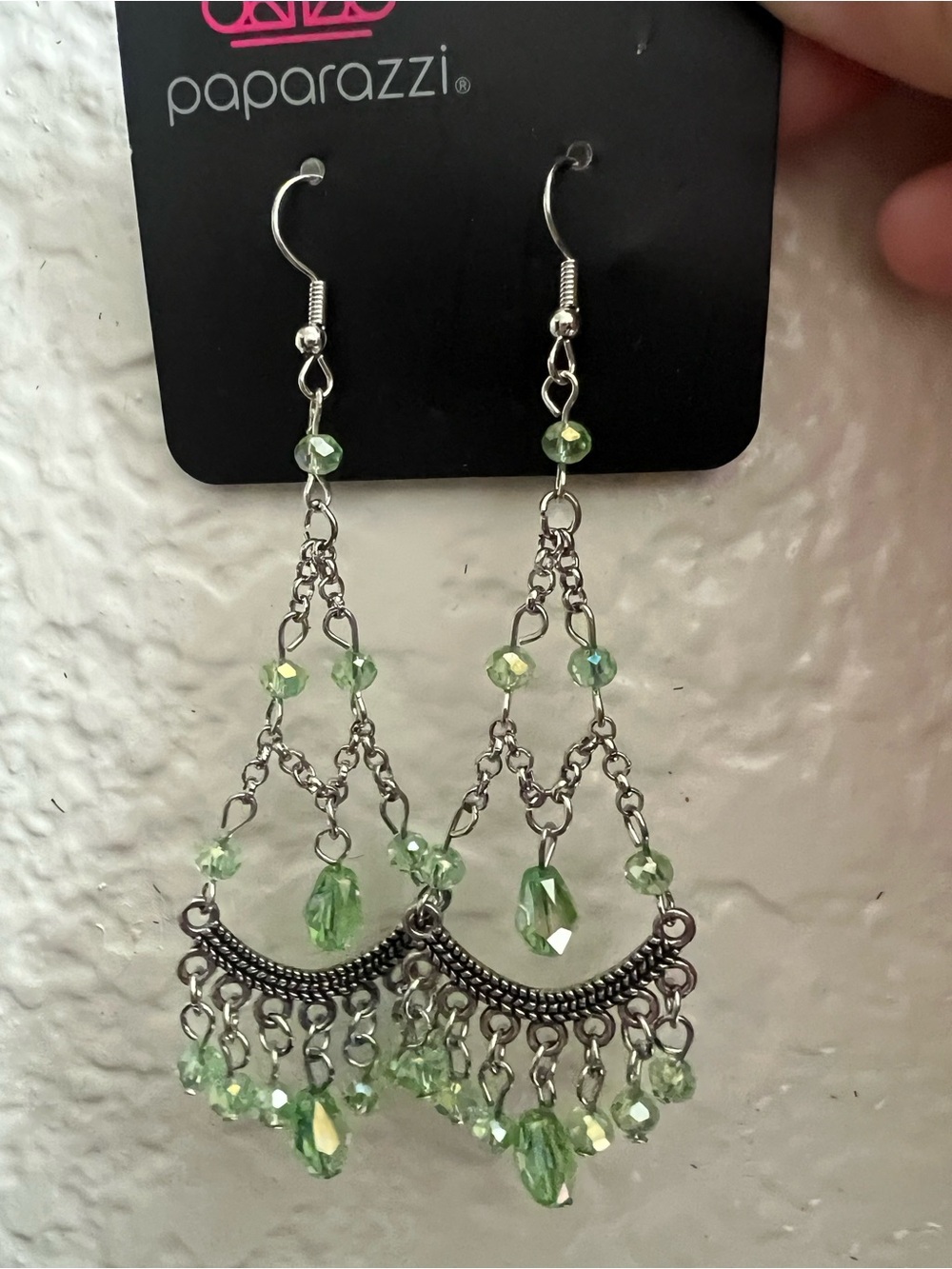 Paparazzi Green Crystal Chandelier Earrings
